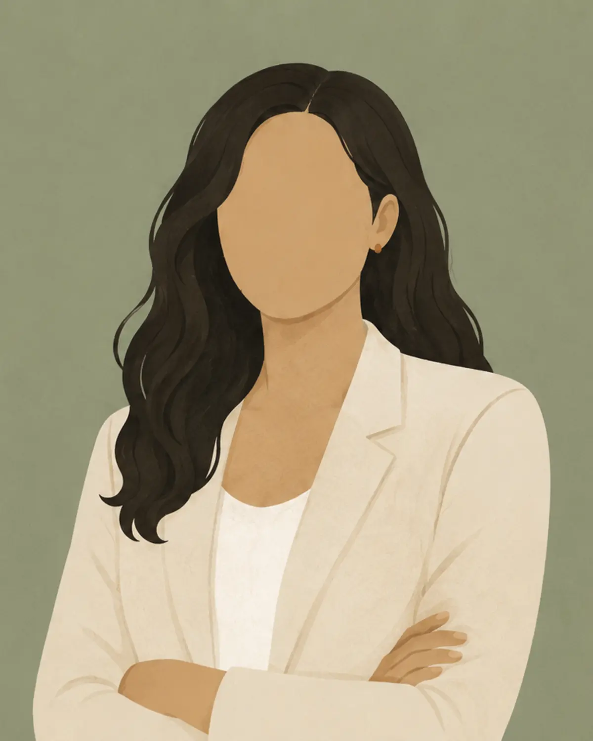Illustrated placeholder for Pooja Dewan’s future portrait